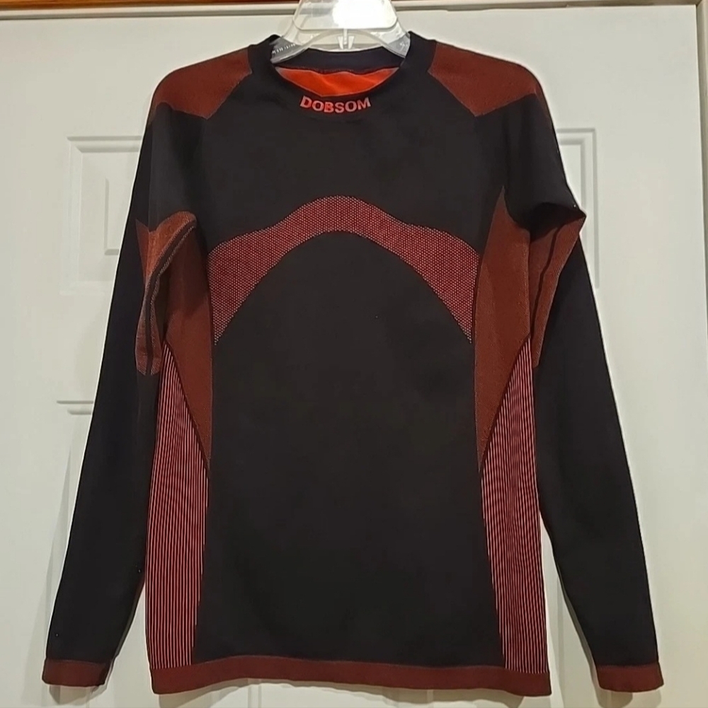 Dobsom Kaita Functional Walk n Run LS Thermal Training Mens Shirt Size 42 RedBlk